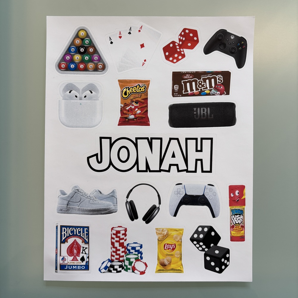 REMOVABLE VINYL STICKER SHEET-LUCKY GAMES